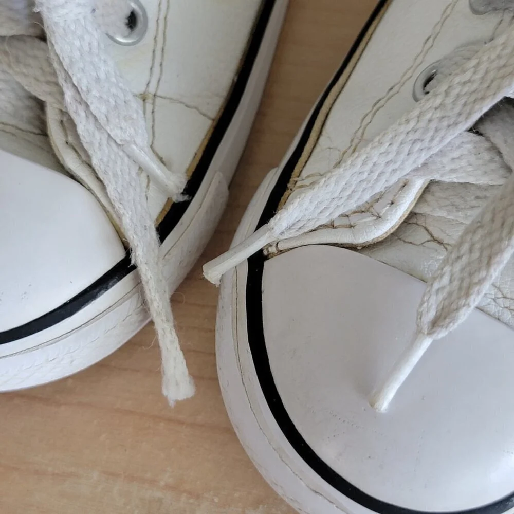 Converse Low Top White Faux Leather Toddler Infant Unisex Sneakers Shoes CTAS 8